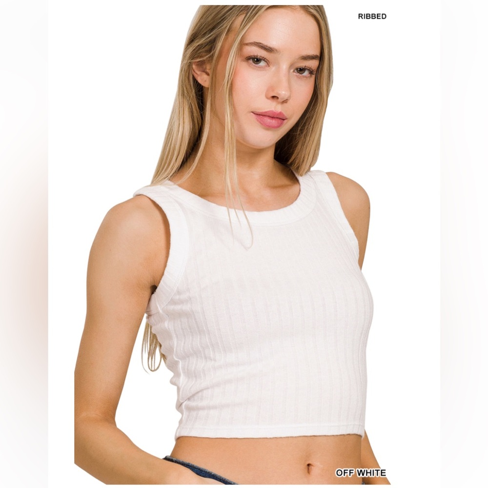 ZENANA women's ribbed crop tank top
